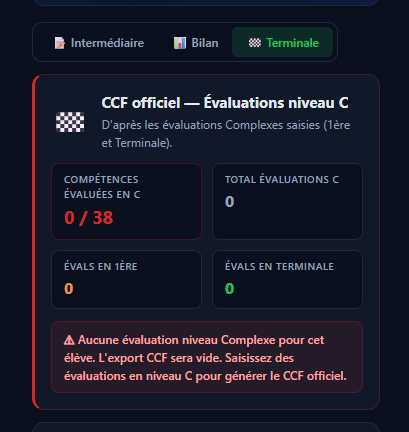 Encart Terminal avec compteurs et bouton Générer