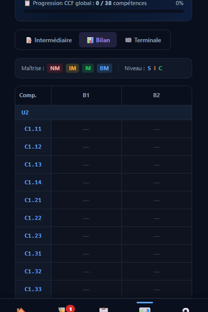 Tableau croisé Bilan avec cellule sélectionnée